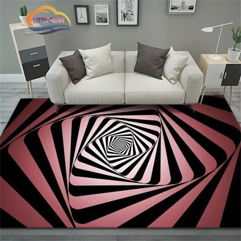Geometry Carpet Living Room Sofa 3D Visual Vortex Bedroom Large Area Creative Floor Mat