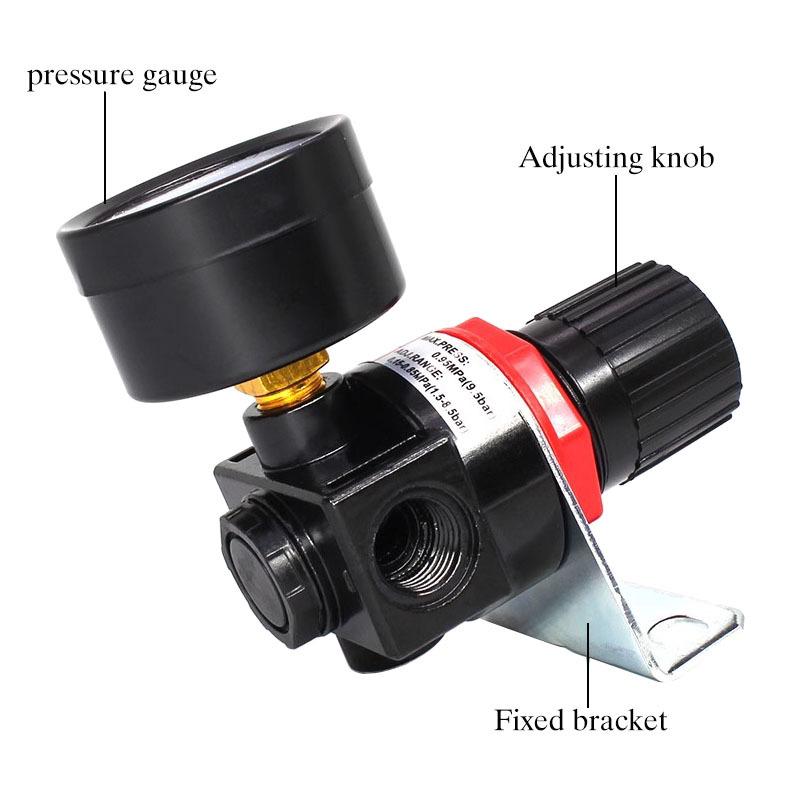 AR2000 G1/4'' Pneumatic Air Compressor Pressure Regulator Valve Reduction Valve With 4mm 6mm 8mm 10mm 12mm Connector Fittings