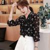 Floral Chiffon Shirt Blouse Female Korean Version 3/4 Sleeve Shirt Fashion Small Shirt Top Elastic Cuffs