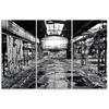 Three piece picture canvas print Old Factory Black White