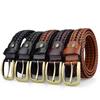 Men's Retro Hand-Woven Leather Belt with Breathable Pin Buckle