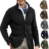 Стойка воротник Длинный рукав Карманы Утолщенное пальто-свитер Мужское Осень Зима Однотонное Планка на пуговицах Вязаная верхняя одежда