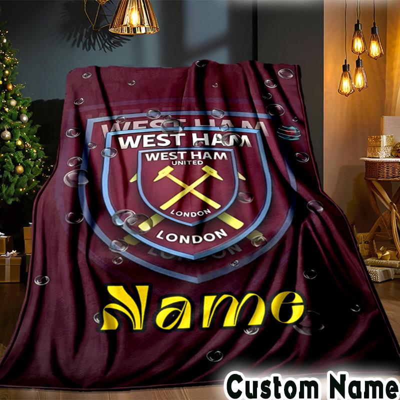 Custom Name hammer Crest Throws Blanket Flannel Blankets for Couch Bed Gifts for Men Women Picnic blanket Christmas fan gifts