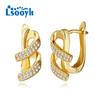 LSOOYH серьги-клипсы золотого цвета, модные серьги для женщин, геометрические серьги-гвоздики с кубическим цирконием, ювелирные изделия