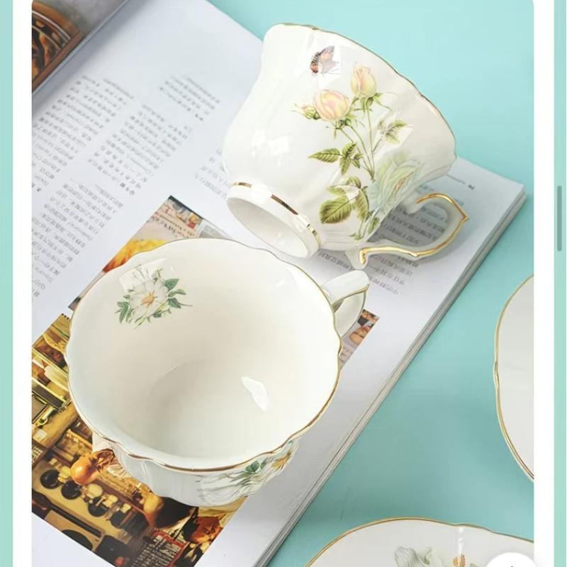 Элегантный керамический набор для английского кофе с золотой отделкой, чашка и блюдце