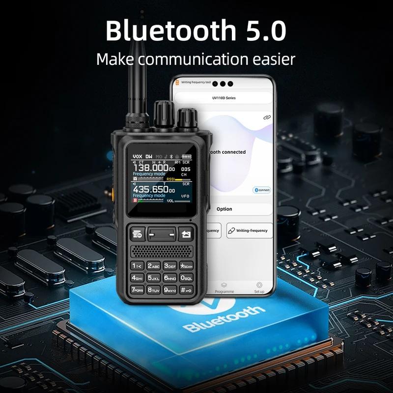 Рация UV110D 1 шт. Дальнобойная Портативная Ручная Рация Синий зуб Программирование через приложение для телефона Двусторонняя радиостанция