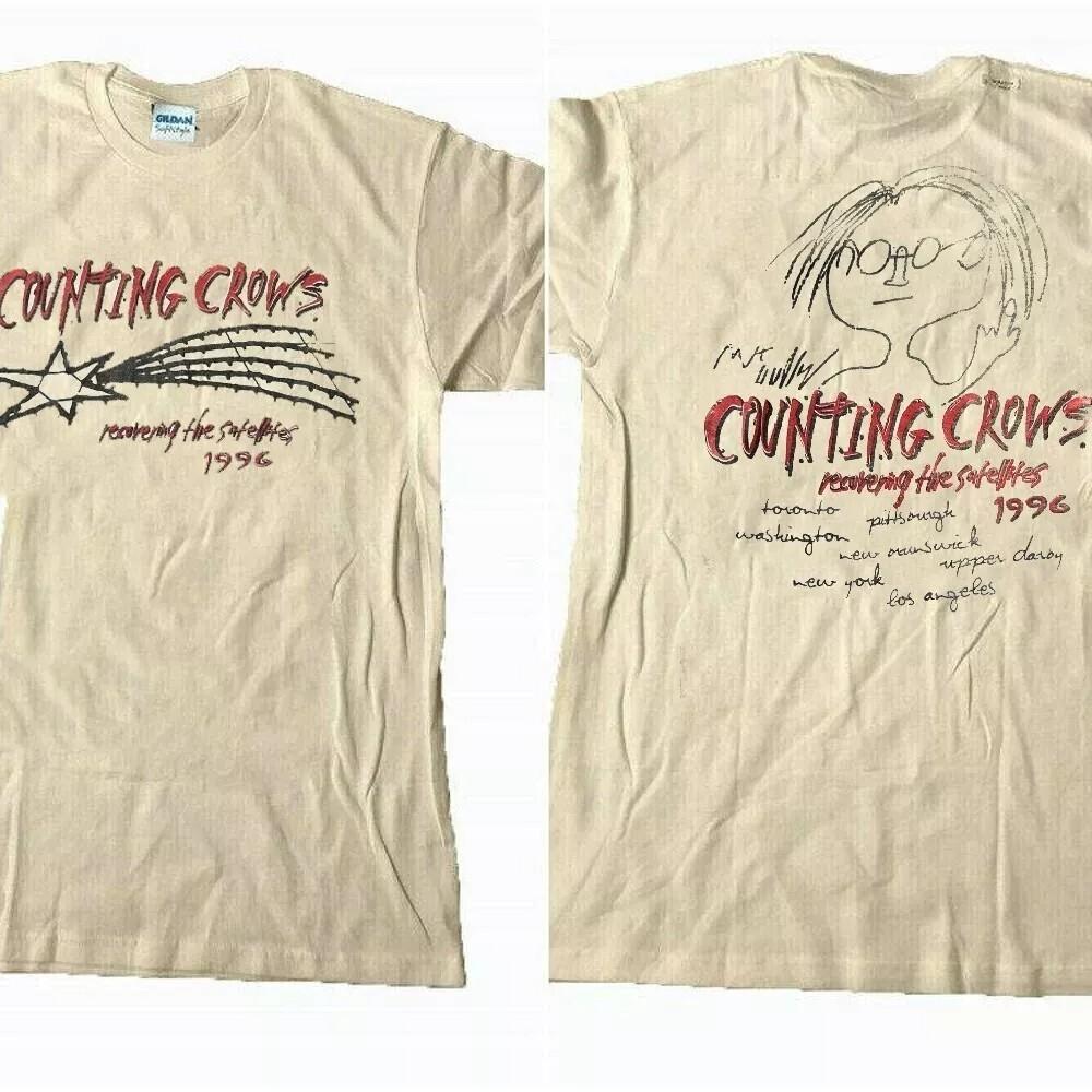 Винтажная футболка Counting Crows 1996, 2-сторонняя, песочного цвета, с коротким рукавом, ремейк, S-5XL, унисекс