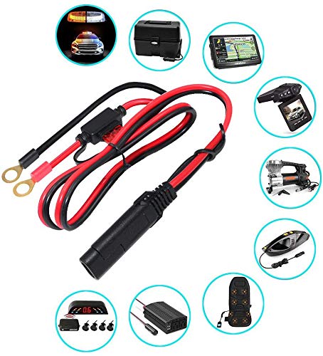 GTIWUNG 2pcs 2ft SAE Connection Cable SAEDC Adapter Cord 14AWGSAE Harness Extension Cable Battery Tander DIY Connector 10A Fuse Battery Charging