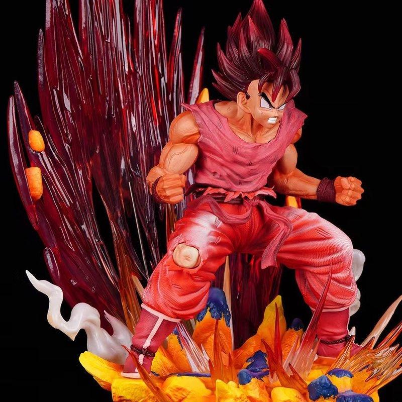 Z King Of The World Fist Goku Figurine Bursting With Energy Red Color Anime Statue Model Decoration