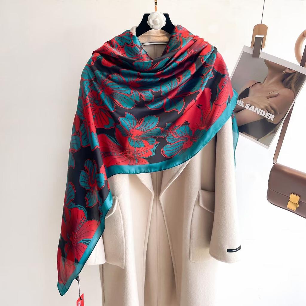 Hangzhou Silk Silk Scarf Autumn and Winter Shawl Two-purpose Thin Style Versatile Fashion New High-end High-end Exterior Matching