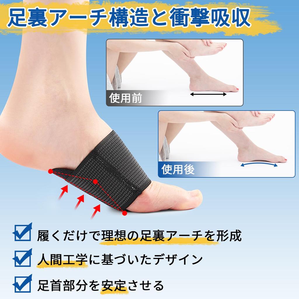 Kanoki Foot Arch Flat Arch Shock Protective Standing Standing Unisex Supporter, Supporter, Pad, Absorption, Pad, Work, Running, Climbing, Work,