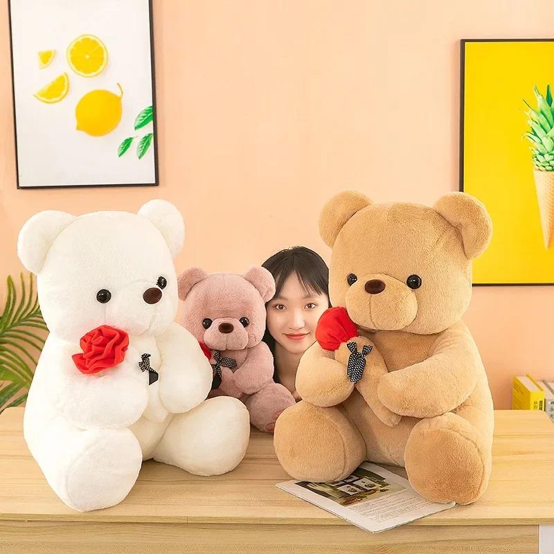 25 см Кавайная Плюшевая Игрушка Медвежонок Тедди Мягкая Набивная Кукла Милый Подарок для Девочек Романтичный Декор для Дома Специальная Плюшевая Игрушка на День Святого Валентина