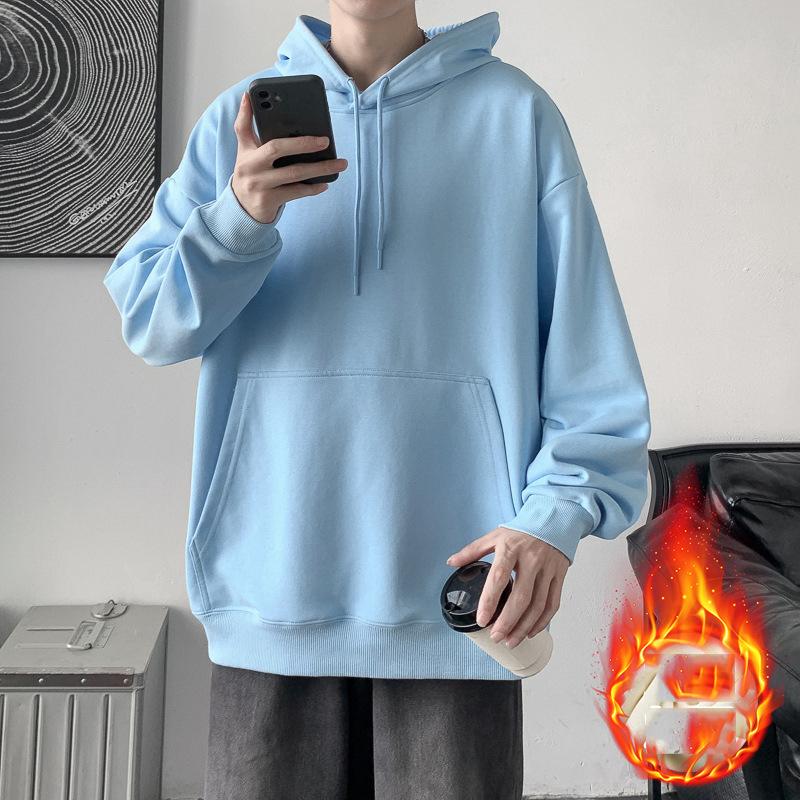 Весна Осень Повседневная толстовка с капюшоном Удобная толстовка с капюшоном Мужская свободная толстовка с однотонным пуловером Молодежная спортивная толстовка