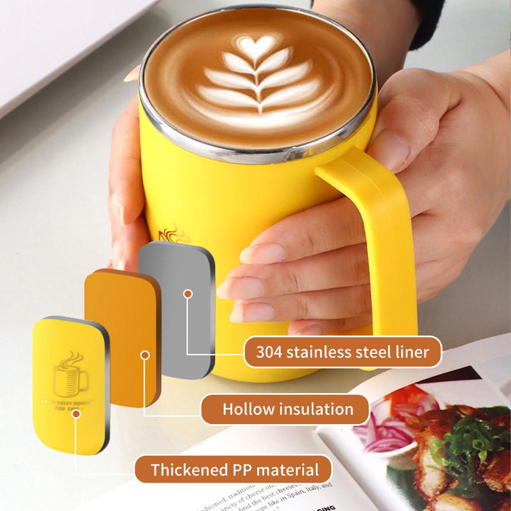 304 Stainless Steel Double-Wall Coffee Cup With Handle Portable Sealed Water Cup Reusable Insulated Milk Coffee Mug