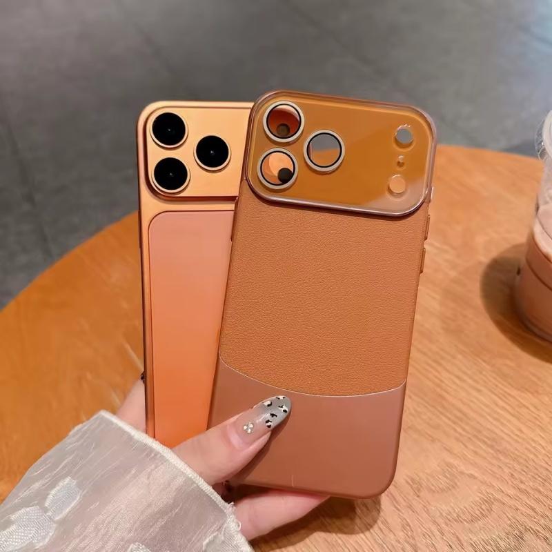 Двухцветный чехол из кожи наппа с узором личи для iPhone 17 Pro Max 17 Pro Air 16 Plus 15 14 13 12 11 Pro Защитная крышка для объектива