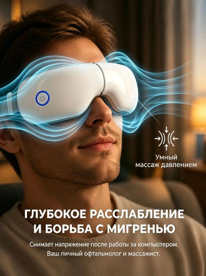 Comfotic Eye Massager, 10D Air Compression, Heat Therapy, Bluetooth, White