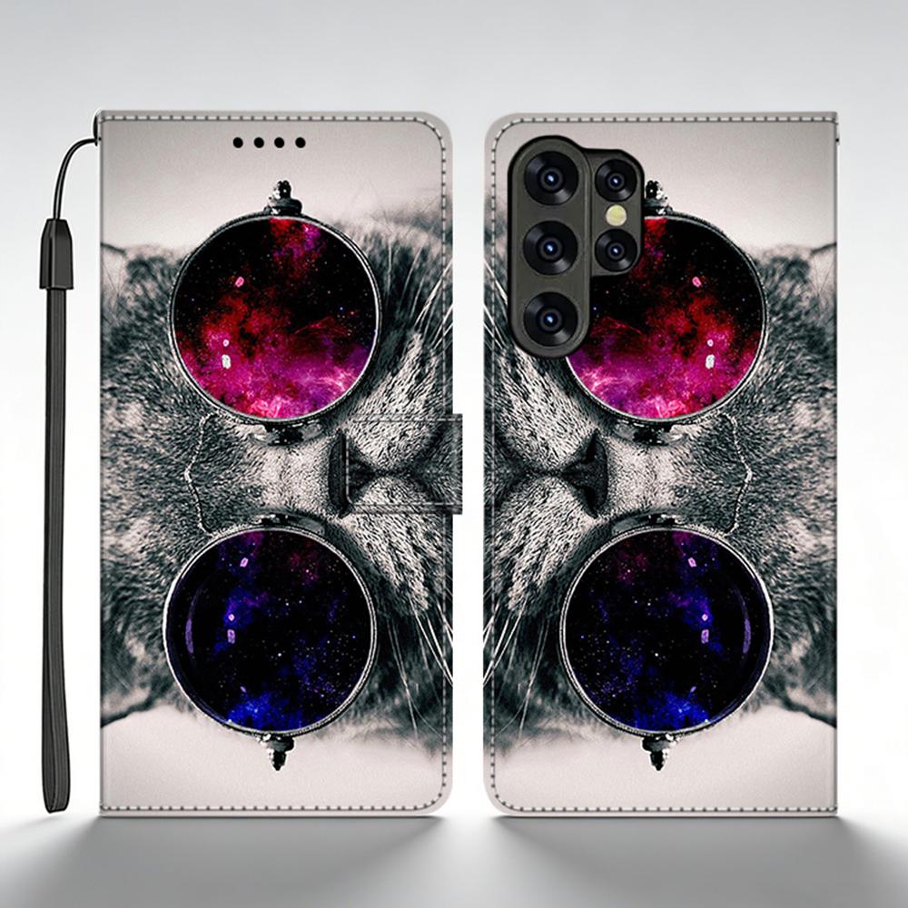 Чехол-бумажник с откидной крышкой из кожи для Samsung Galaxy S25 Ultra, чехол для Samsung S25 Ultra SM-S938B, задняя крышка с принтом, Coque Fundas