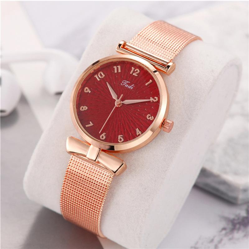 Женские часы Женские часы Цифровые текстурированные Bow Mesh ремешок кварцевые часы