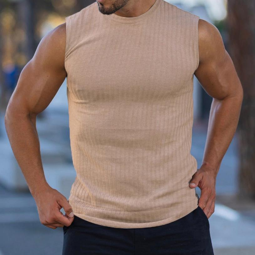 Летняя вязаная майка-борцовка в вертикальную полоску для фитнеса для мужчин Майка-борцовка в вертикальную полоску для мужчин