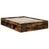 Bed Frame Smoked Oak 140 x 200 cm Solid Pine Wood