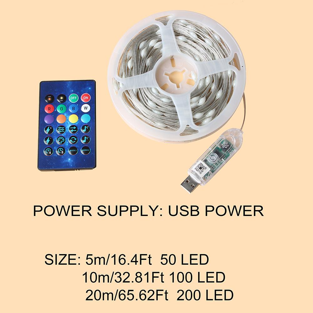 Светодиодные гирлянды RGB Smart Bluetooth Control USB Светодиодные гирляндные лампы Рождественская елка Открытый Новогодний коридор Гирлянда Огни Украшения