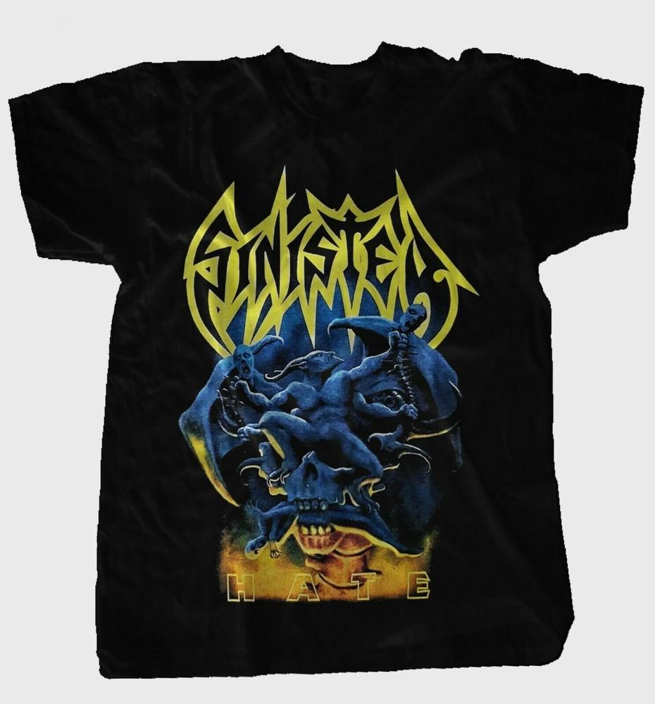 Vtg SINISTER Hate Death Metal Band Cotton Black All Size Unisex Shirt BL222