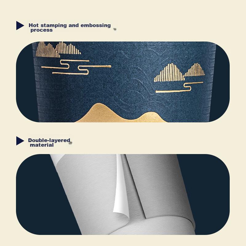 Deli (Deli) 280ml Disposable Paper Cups, Thickened with Gold Foil Embossing, High-End Business Style, Blue, Pack of 50