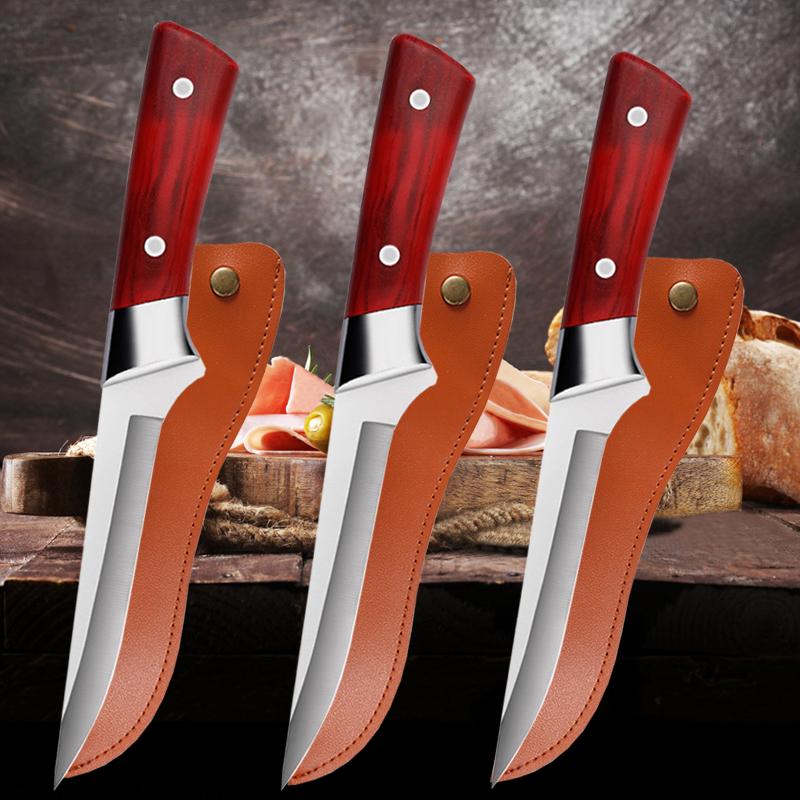 Кухонный нож для мяса, нож для обвалки из нержавеющей стали, острый нож для очистки овощей, фруктов, нож для нарезки шеф-повара, нож для нарезки рыбы с крышкой