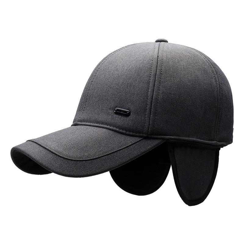 Мужская новая шапка, простая теплая шапка для людей среднего и пожилого возраста, толстая хлопковая шапка с защитой ушей, бейсболка