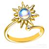 Sunflower Crystal Anxiety Relief Spinning Fidget Ring For Woman Girls Rotate Freely Metal Knuckle Ring Women'S Jewelry Gifts