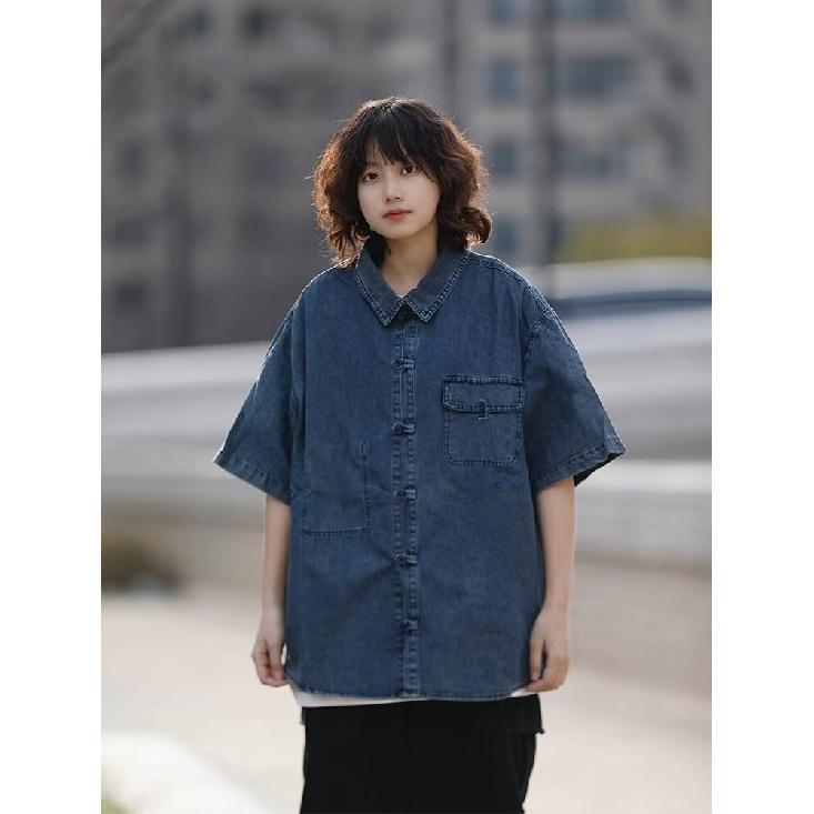 Летняя новая джинсовая куртка в китайском стиле в винтажном стиле для мужчин и женщин, свободный джинсовый топ с ретро-пуговицей