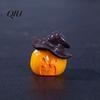 Outdoor Halloween Decoration 3Pcs Mini Resin Figurines, Miniature Pumpkin Ghost Grim Reaper Cake Topper Figure Castle Statue for Spooky Fairy Garden,