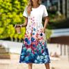 Women's Casual Cute Pattern Print Round Neck Midi Dress Basic Classic Outdoor Everyday Short Sleeve Loose Dress