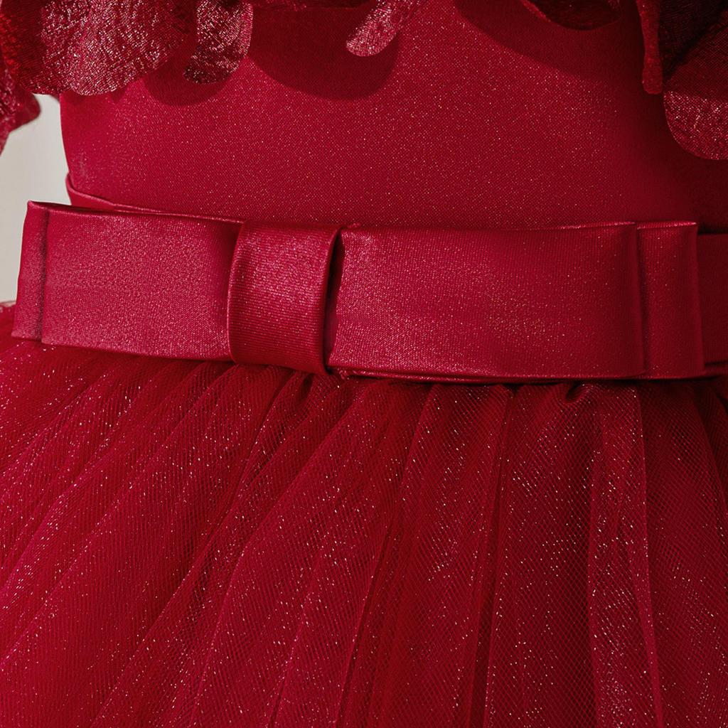 Многослойное платье-цветок для девочек 2026: Сетчатая юбка-принцесса на день рождения, Кружевное платье-фея, Хлопок