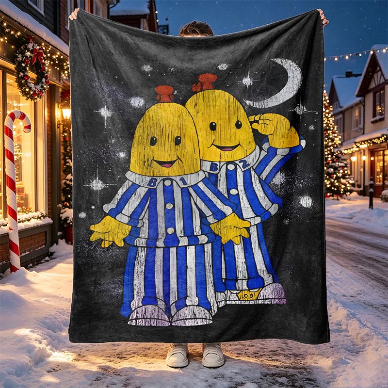 Bananas in Pyjamas Pattern Blanket for Home Decoration, Bed, Sofa, Car Travel, Camping, Suitable for All Seasons, Birthday Christmas Gift