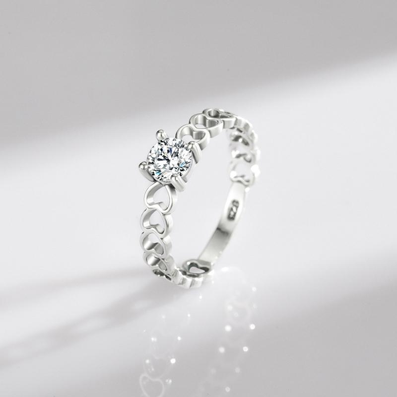 MODIAN Женское кольцо из стерлингового серебра 925 пробы с романтическим сердечком, изысканные ювелирные изделия, сверкающие круглые кольца с фианитами для девочек, свадебный подарок для невесты