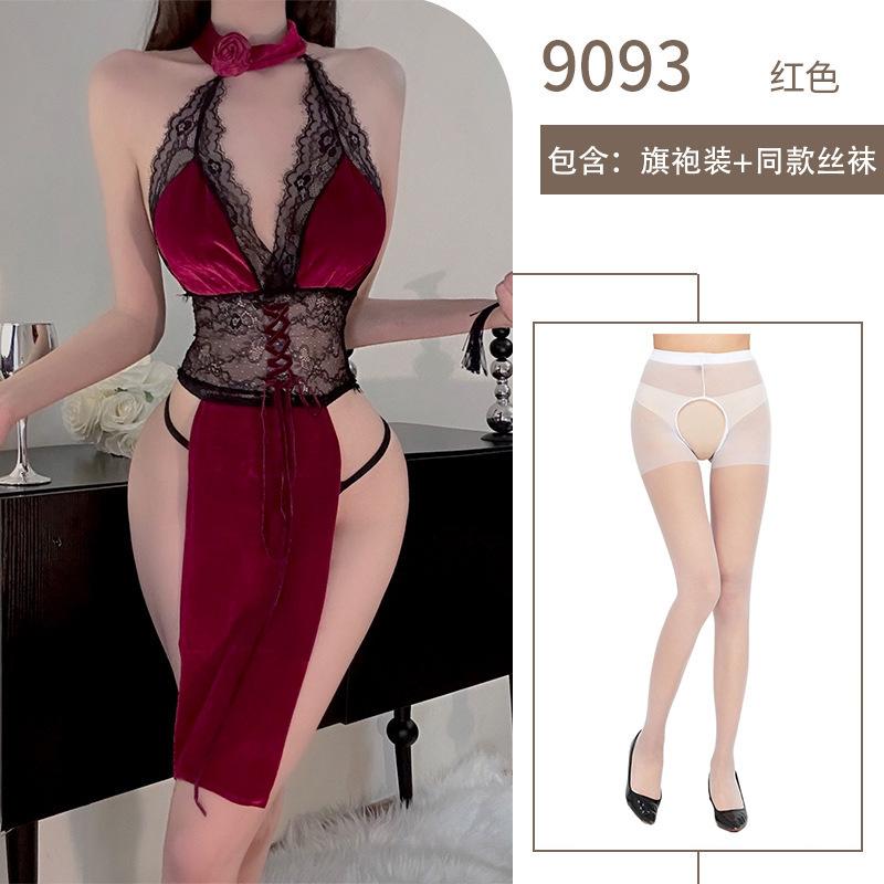 Sex underwear bare chest lace sexy underwear night show neck cheongsam exotic uniform