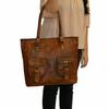 Women's Vintage Brown Handmade Leather Shoulder Purse Tote Crossbody Shopper Bag