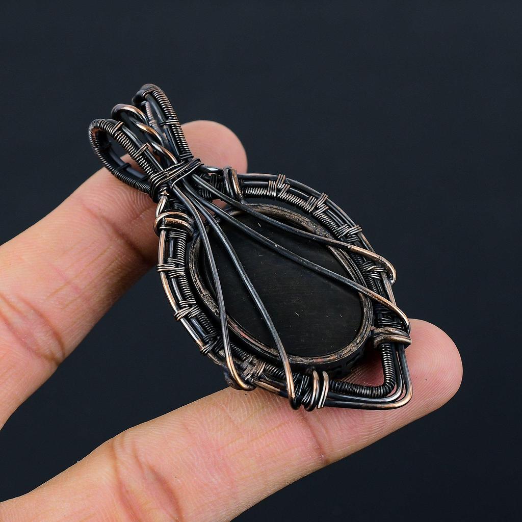 Abalone Shell Gemstone Чистая медная проволока Обернутая подвеска ручной работы Уникальные ювелирные изделия