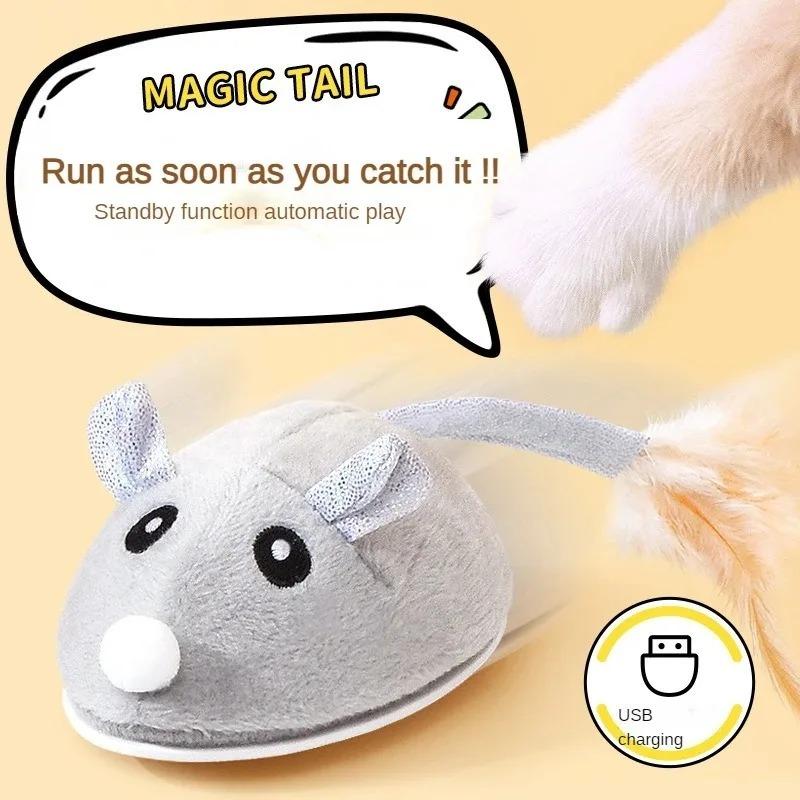 Интерактивная игрушка-мышь для кошек USB крыса с перьями игрушки Play-Catch обучающая игрушка для домашних котят Pet Supplies игрушка для кошек на дереве