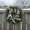 Plastic Front Porch Wreath Green Farmhouse Wreath  Xmas Window Decoration
