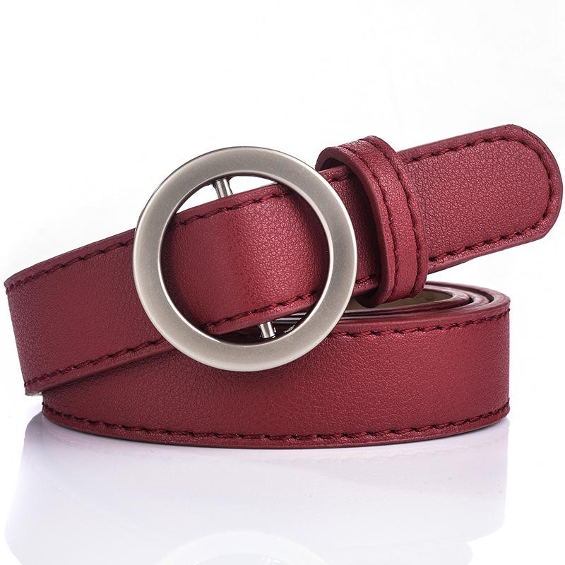 Non-Porous Round Buckle Student Belt Women'S Decoration Simple Thin Belt Belt Belt