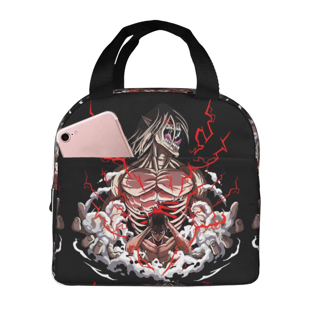 Custom Attack On Titans Portable Lunch Boxes Unisex Leakproof Manga Thermal Cooler Food Insulated Lunch Bag Office Work