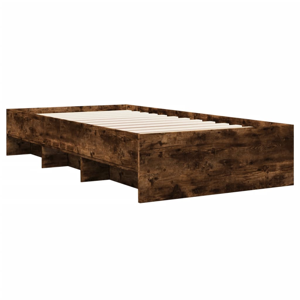 Bed Frame without Mattress Smoked Oak 90x190 cm Wood Based Panel