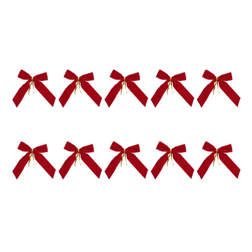 10PCS Christmas Tree Pendant Rustic Small Velvet Holiday Christmas Bows Ribbon Ornament Diy Craft Wrapping Decorations