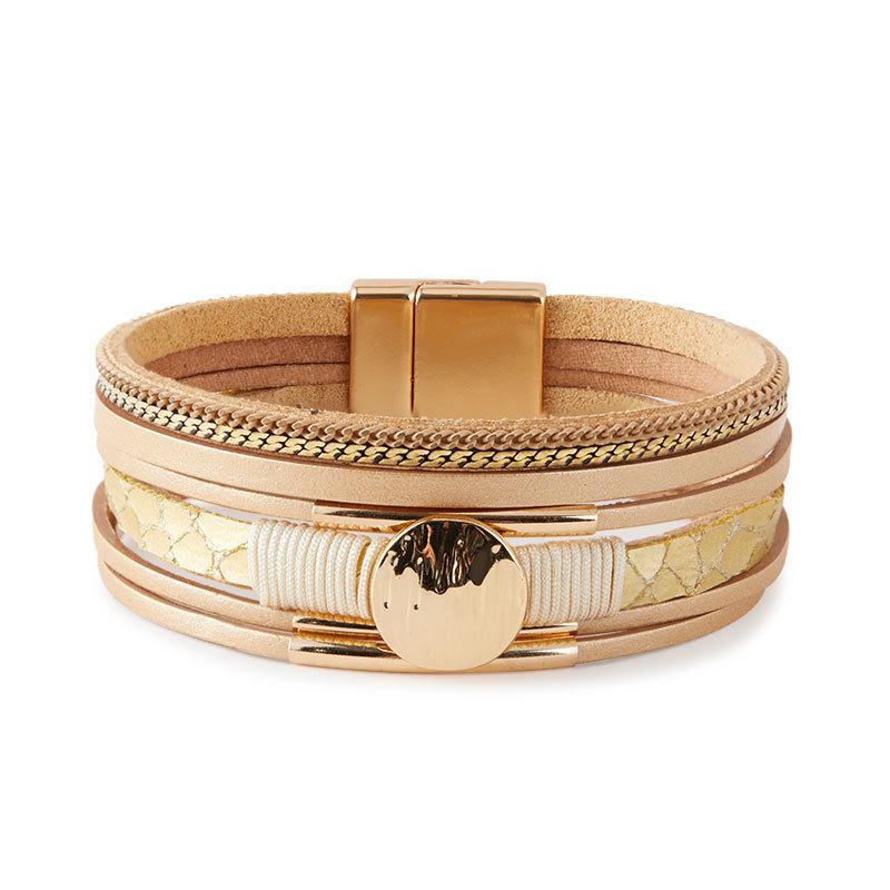 Винтажный плетеный кожаный браслет со стразами для женщин, богемный многослойный широкий браслет, ювелирные изделия для вечеринок, подарки