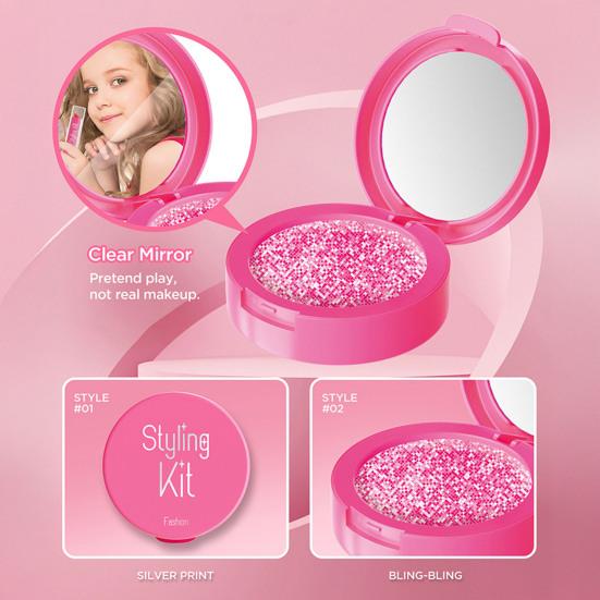 10Pcs Kids Makeup Kit for Girls Pretend Play Cosmetic Set with Eyeshadow Palette Lipstick Mirror More Washable