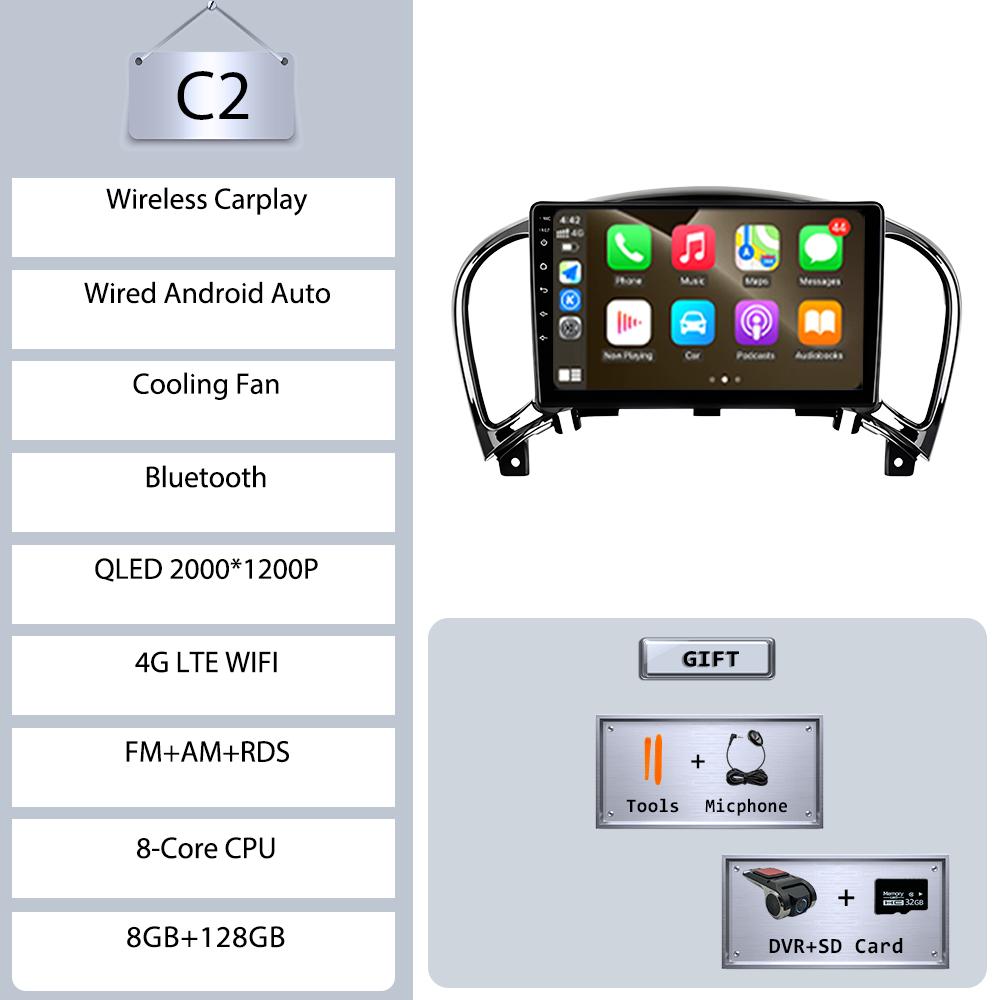 Lecteur multimédia Android 16 9 pouces pour Nissan Juke 2010-2014, CarPlay sans fil, GPS, BT, WiFi, DSP, écran tactile IPS HD, autoradio stéréo