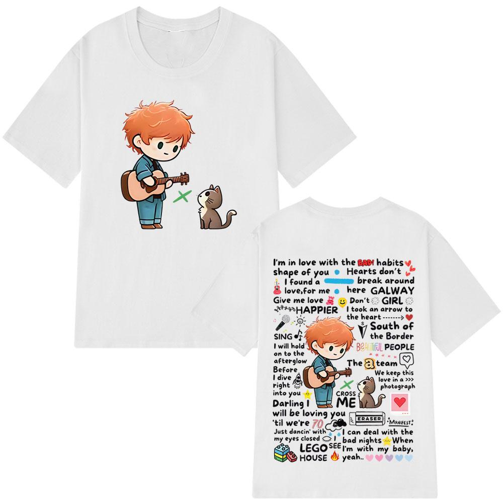 2025 Summer Ed Sheeran European Tour Graffiti Pattern Hot Sale T-Shirt Men Women Harajuku 100% Pure Cotton Printed T-shirt Y2k
