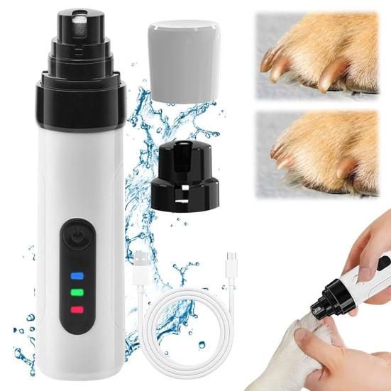 Cordless Pet Nail Grinder USB Rechargeable Electric Dog Nail Trimmer Ultra-Silent Paws Grooming Tool for Small Medium Large Dogs Cats